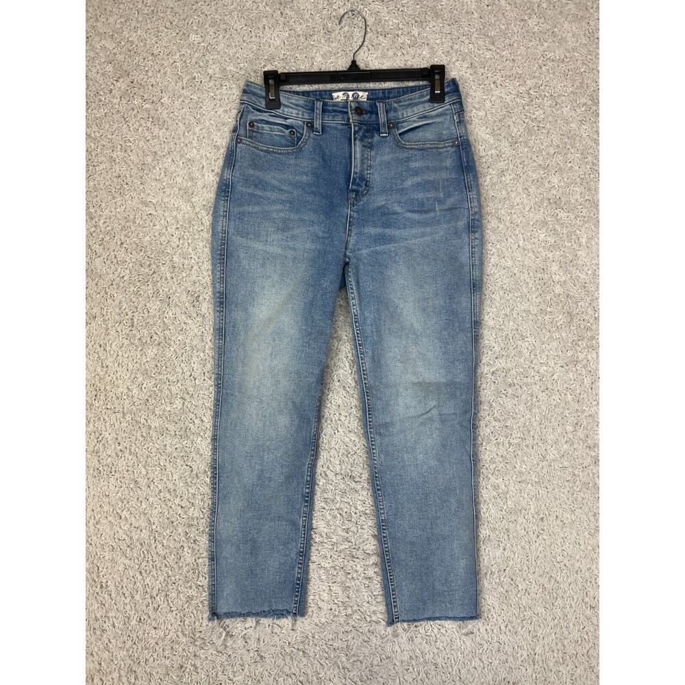 We The Free Jeans Womens 28‎ Blue Raw Hem Crvy High Rise Boho Casual Stretch